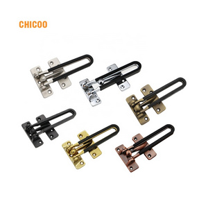 Heavy duty gold black color slide bolt entry security door guard Hotel Home Security Swing Bar Latch Guard Door Lock with Rubber