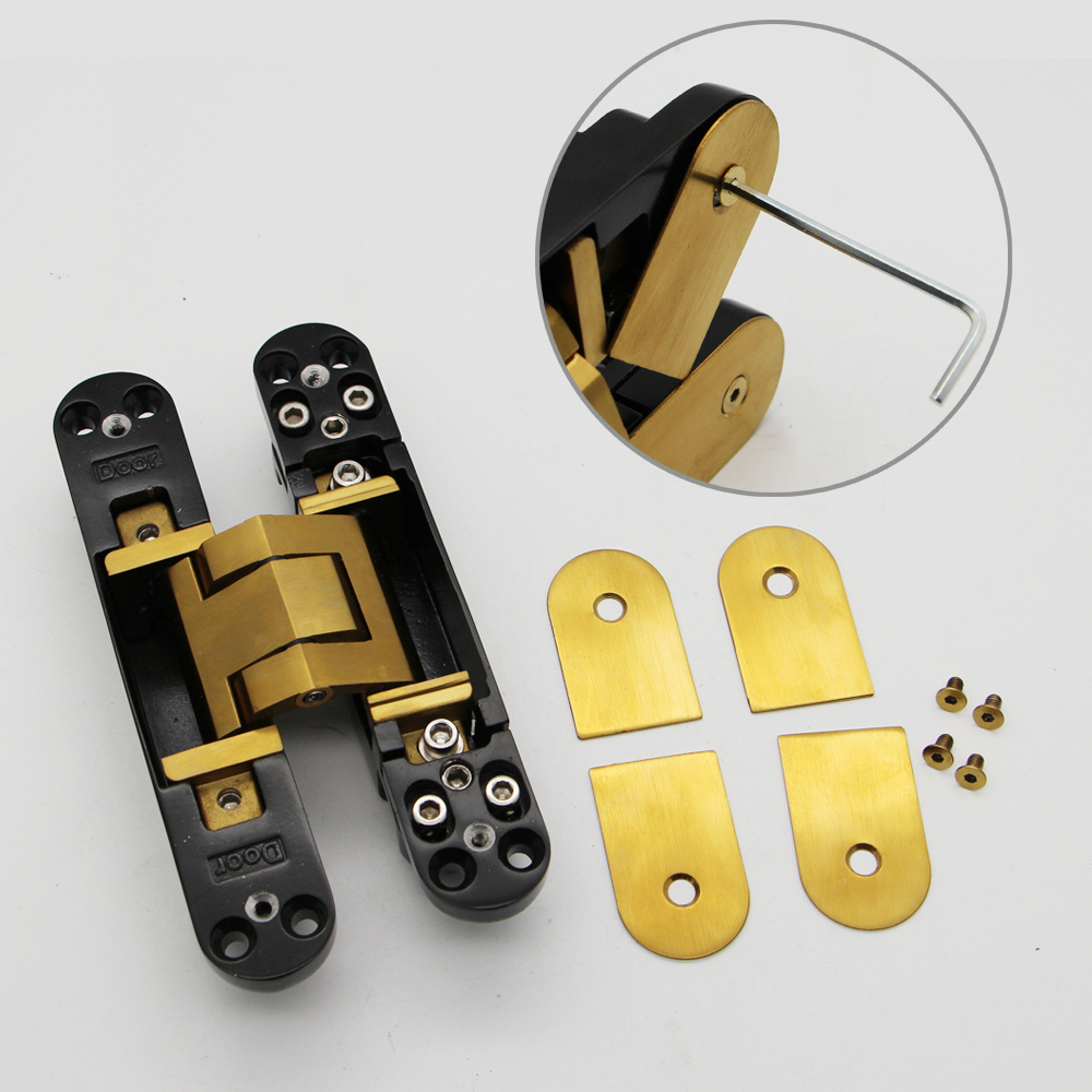 Stainless Steel 304 3D Universal Invisible Door Hinge Gold 180 Degree Sus 316 3 Way Black Adjust Concealed Hinge