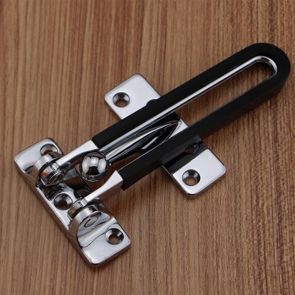 Zinc alloy White chrome door guard with Black rubber Security Buckle Door Guard Bolt ,door Safety Lock