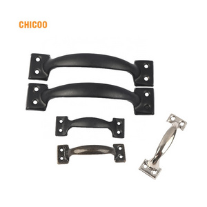 Cast Iron Sliding Barn Handle Black Vintage Metal Gate Handle For Gate Door Outdoor Garage Closet Interior Drawer