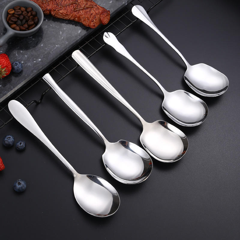 Custom Small Korean Long Handle Gift Metal Soup Spoon Stainless Steel Tea Spoon