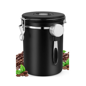 2800ml Black Coffee Canister Coffee Bean 2.8L Containers Coffee Storage Airtight Canister with Scoop