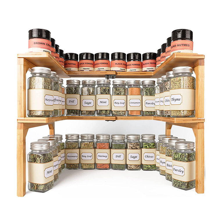 Expandable  Kitchen Counter Storage Shelf Cupboard Countertop Organizer Spice Pantry Shelves