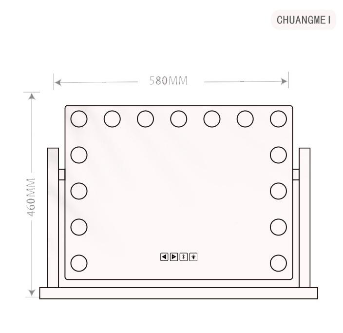 2023 Hot Sale Touch Switch Metal Frame Makeup Hollywood Led Vanity Mirror With Dimmable Light Bulbs