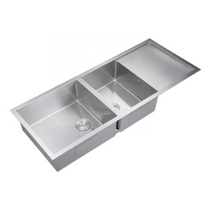 Double Bowl with Drainboard Kitchen Sink Stainless Steel 304 Undermount Drop In Kitchen Sink for cabinet