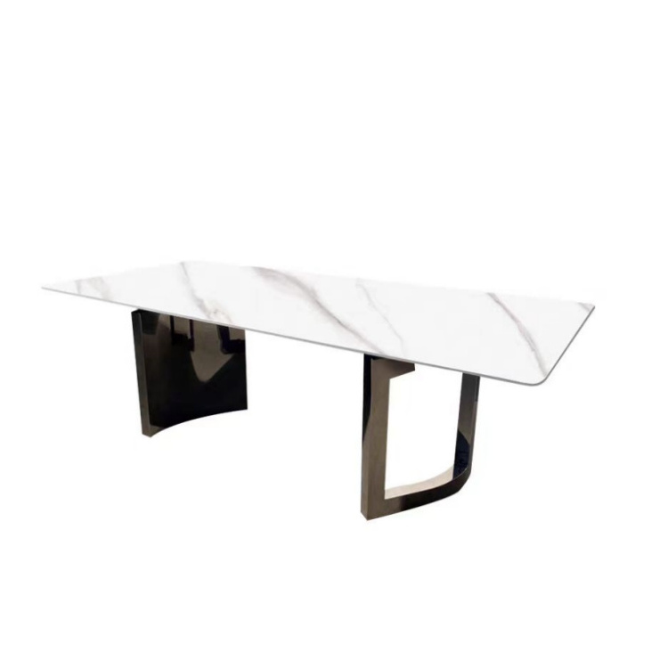 clover base titanium  black mirror  rectangle  long dinning table