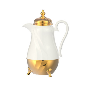 Promotional Arabic Coffee Pot Gold Coating Tea Jug With Bright Appearance Dallah Thermos For Arabic Coffee