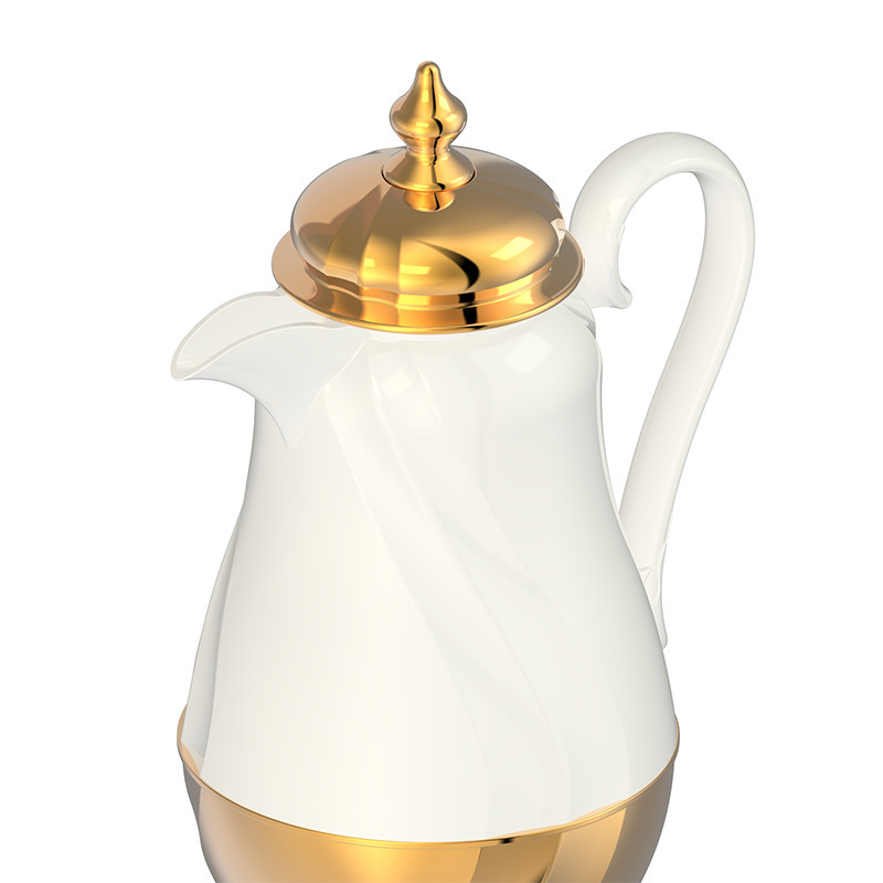 Promotional Arabic Coffee Pot Gold Coating Tea Jug With Bright Appearance Dallah Thermos For Arabic Coffee