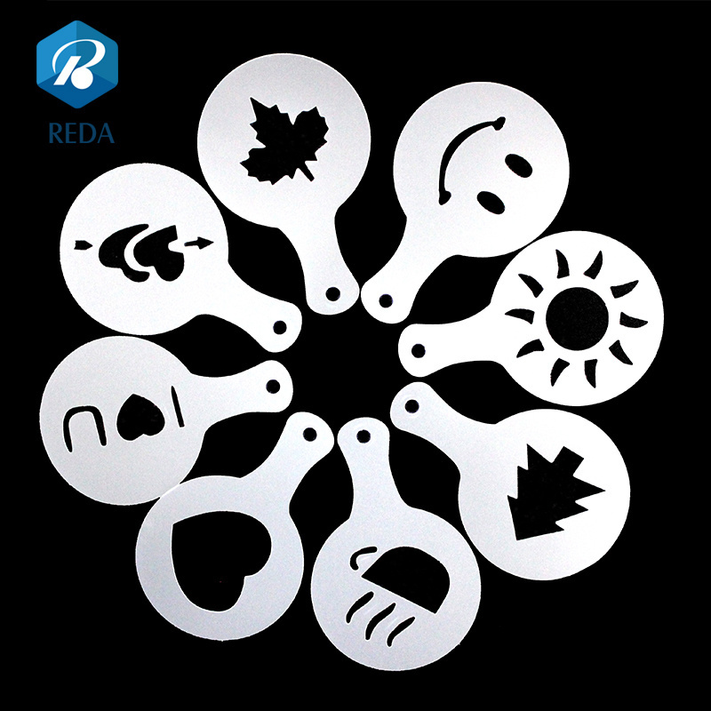 Customized Plastic Coffee Foam Latte Art Stencil Decorating coffee Stencils