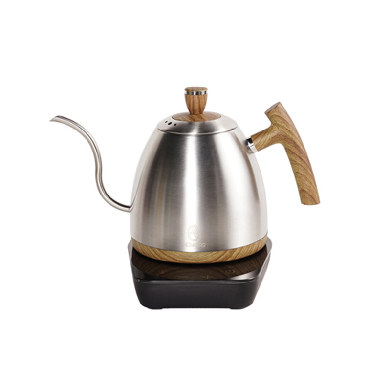 800ml electric pour over gooseneck wooden with temperature control coffee kettle