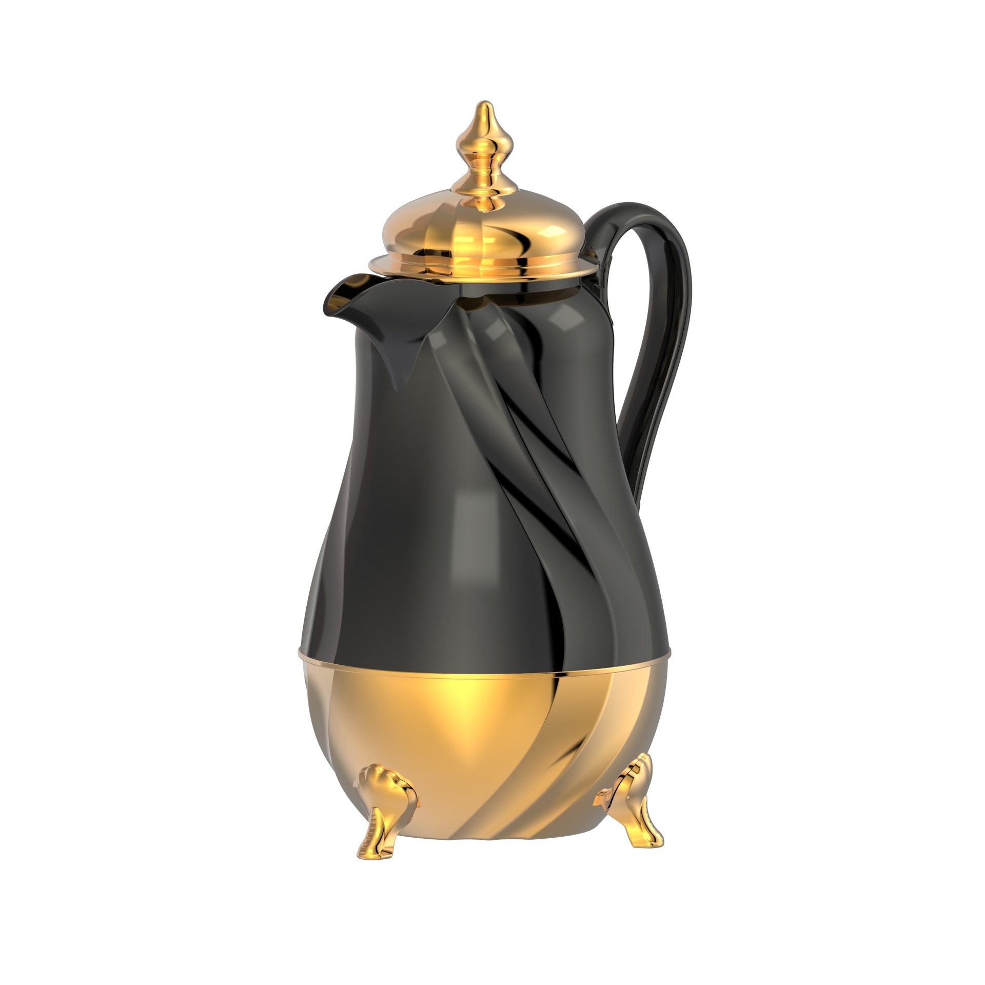 Promotional Arabic Coffee Pot Gold Coating Tea Jug With Bright Appearance Dallah Thermos For Arabic Coffee