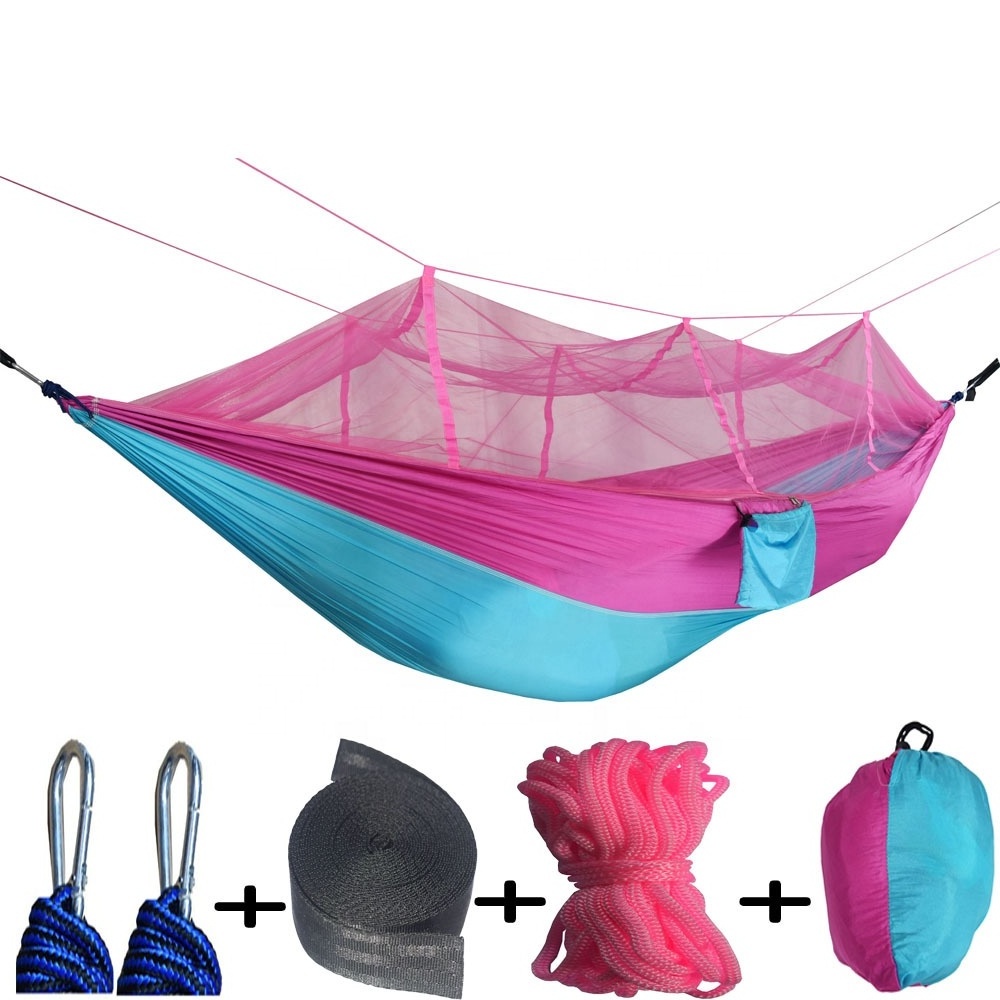 Hot selling High quality Outdoor Single Person Portable camp hammock with Mosquito Net Hammock and Waterproof Canopy