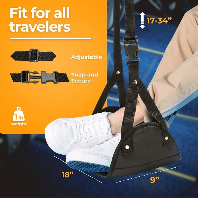 Wholesale Travel Airplane Foot Hammock Adjustable Foot Rest Cushion Portable Travel Footrest Hammock