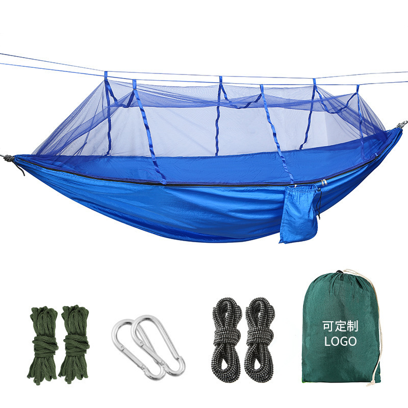 Hot Sale Portable Camping Hammock Nylon Hammocks Lightweight Outdoor Indoor Waterproof Hammock with  Mosquito Net