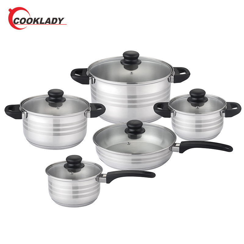 High Quality Housewares Durable Non Stick Pot And Pan Casserole Stainless Steel Cookware Sets