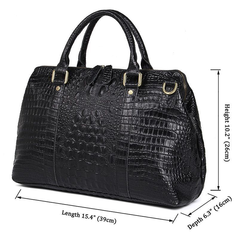 Casual Fashion Black Crocodile Leather Travel Luggage Bag Decorative Cloth Shoes Storage Bag Handbag Unisex Travel Bag