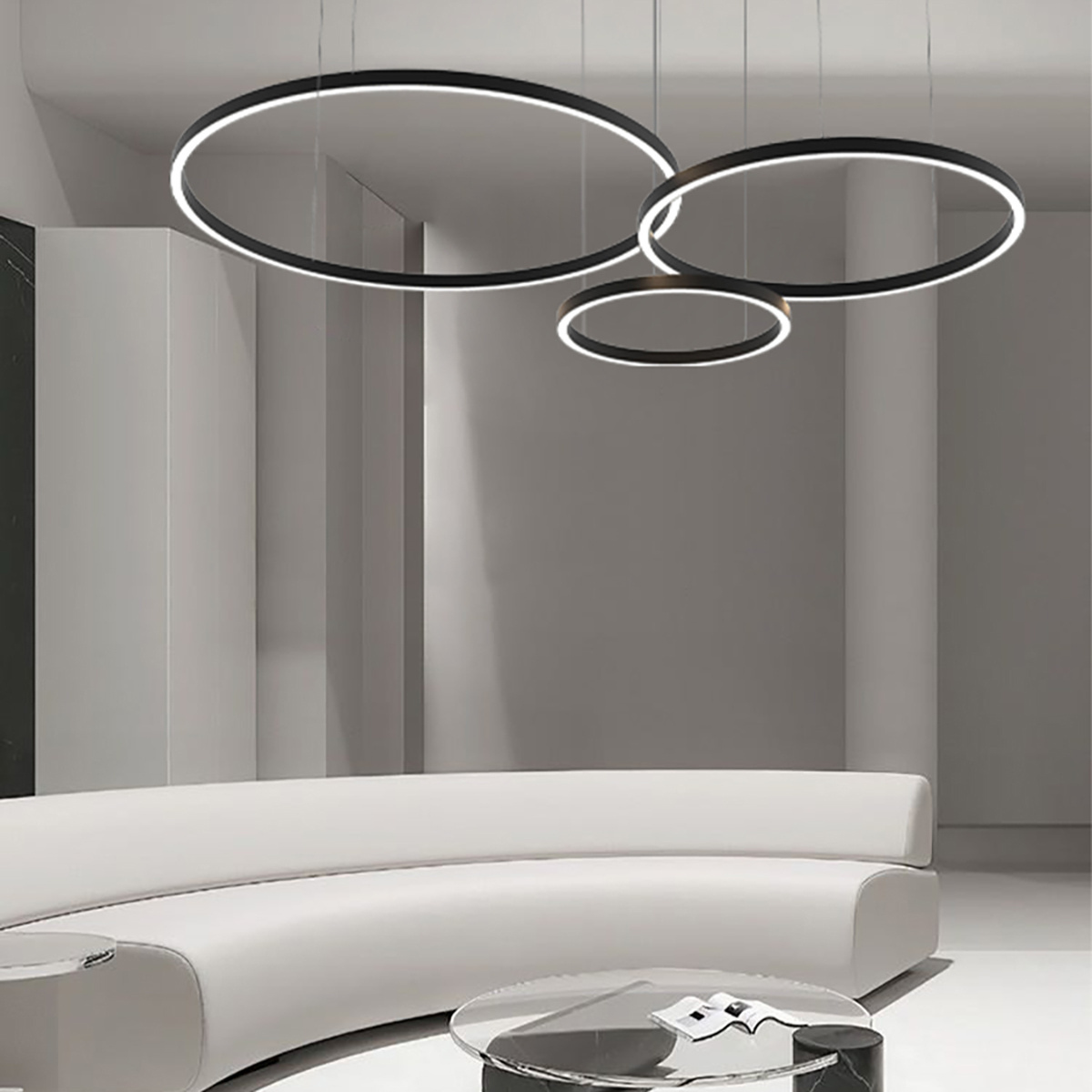 DNG 3 Rings Home Living Room Nordic Modern Style Chandelier Led Circle Lights Ceiling Hanging Pendant Light For Restaurant