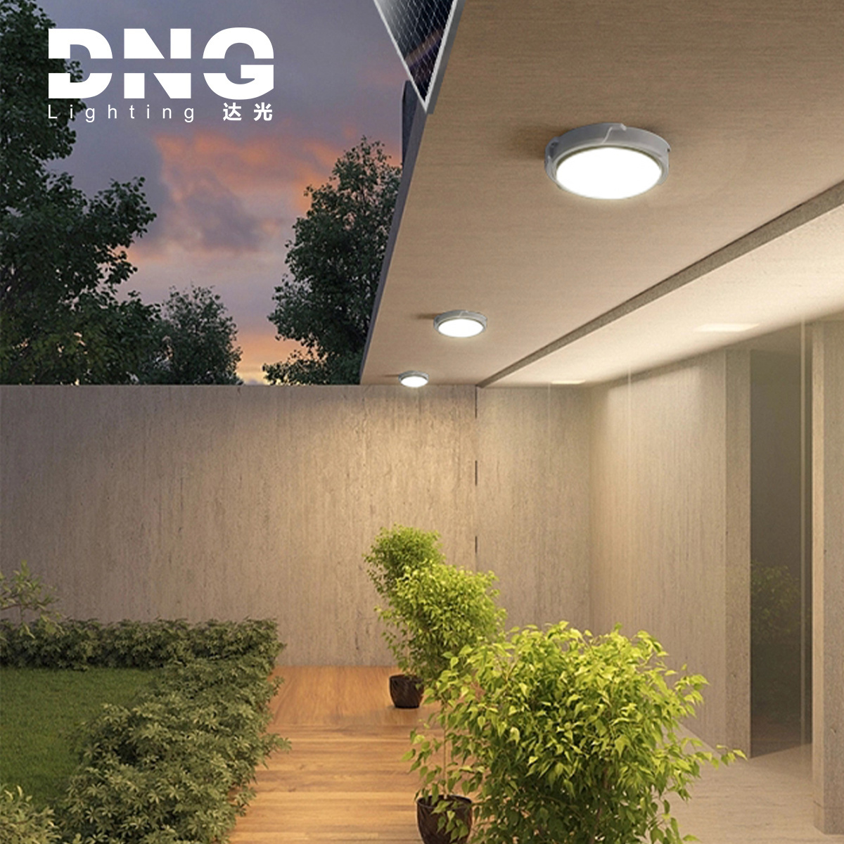 DNG Solar Ceiling Lights Indoor Outdoor Garden Light Remote Control Porch Patio Garage Outdoor Solar Lights For Garden Decor