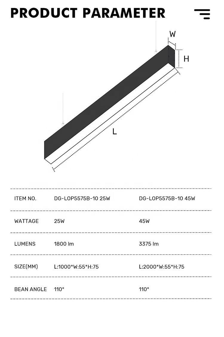 DNG Modern Long Strip Lamp Linear Strip Lighting Office Luminaire Lamp LED Batten Tube Pendant Suspended Hanging Linear Light