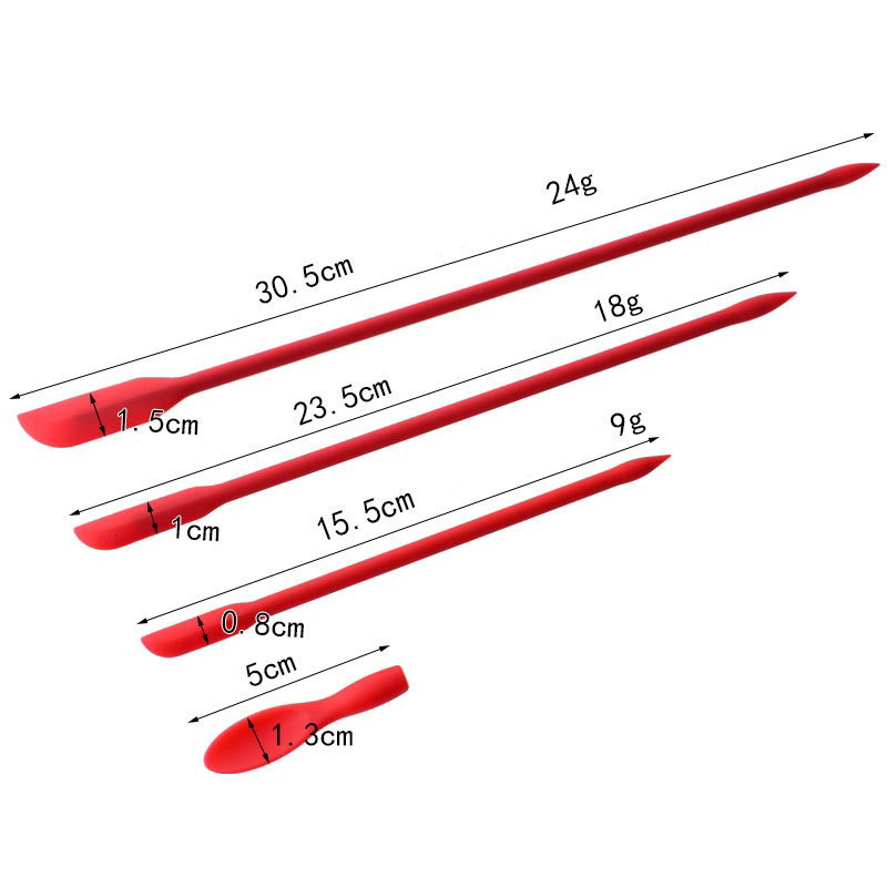 3 PCS Long Handle Narrow Custom Mini Thin Silicone Rubber Spoon Scraper Spatula For Cosmetic Makeup Baking Jars Set