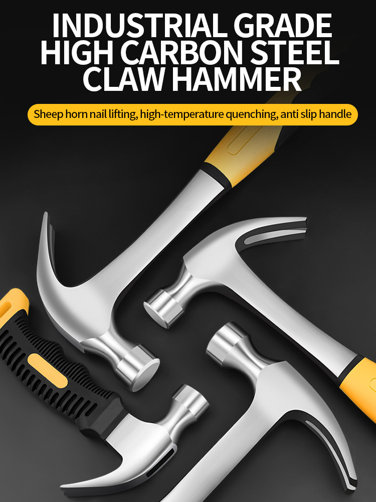 Multifunctional Claw Hammer With Plastic Handle Wholesale Hardware Tools 250g 350g 500g