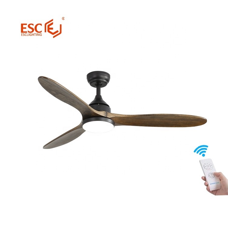 Modern design save energy ac power 3 fan speed 3 real wood ceiling fan wood with light