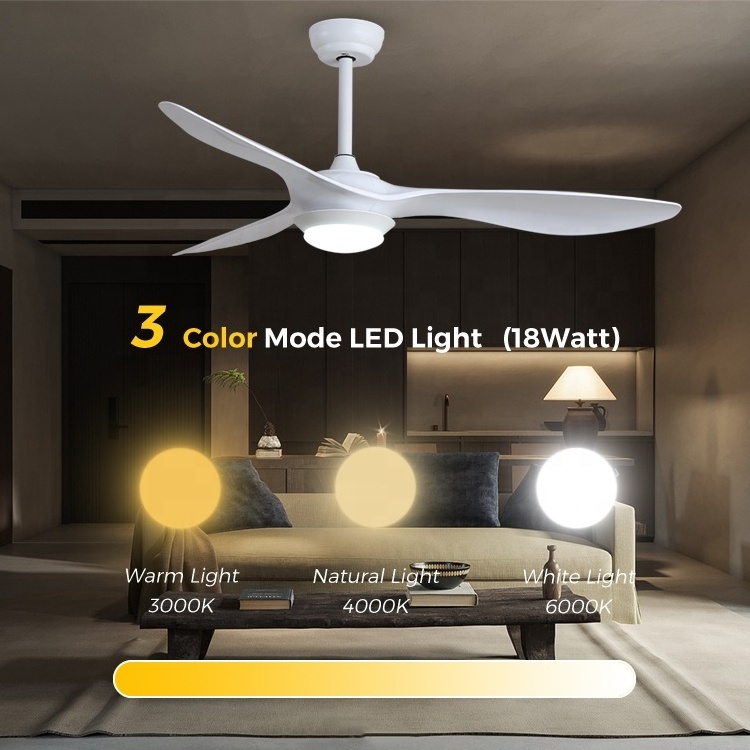 ESC LIGHTING tuya wifi ceiling fan light kits 110v 220v abs blades 5 speed smart modern led ceiling fan light