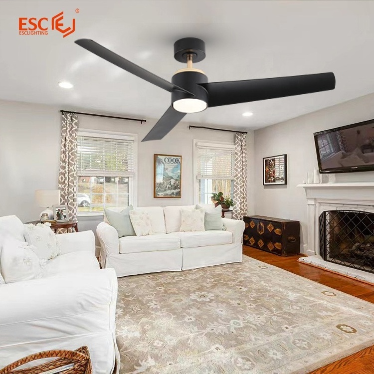 Energy save ceiling fans modern 52 inch silent decorative ac dc ceiling fan with lights and remote