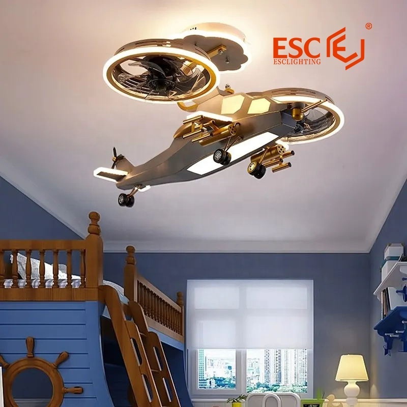 Popular metal children child room ceiling light kids room  5 speed helicopter ceiling light with fan