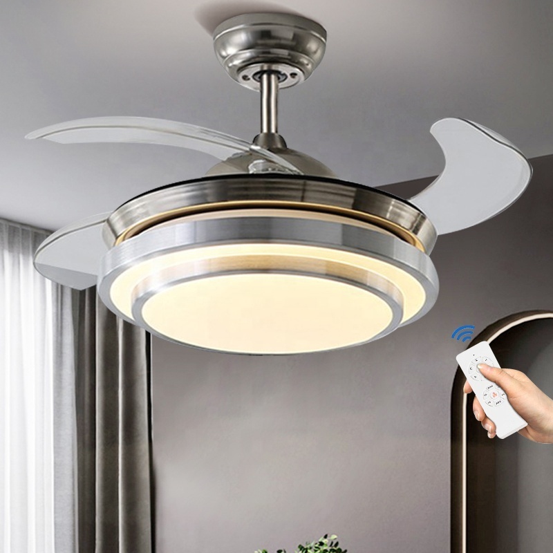 ESC decorative led ceiling fan light full copper motor 3 speed intertek invisible ceiling fan with light