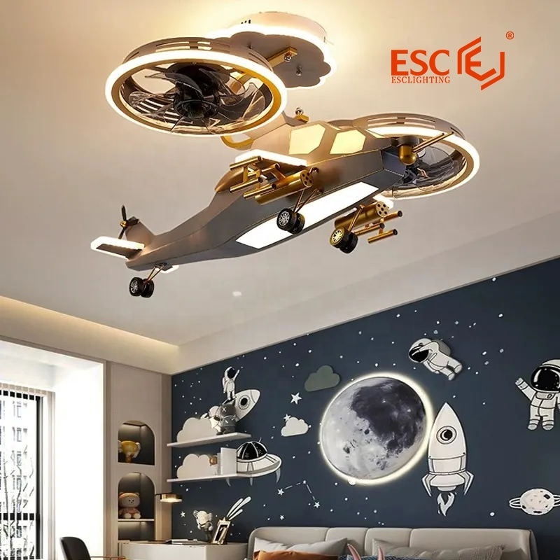 Popular metal children child room ceiling light kids room  5 speed helicopter ceiling light with fan