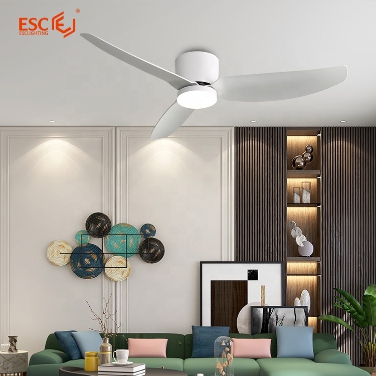 Smart control 5 speed ceiling fan rpm flush mount white mid century modern ceiling fan with light for home