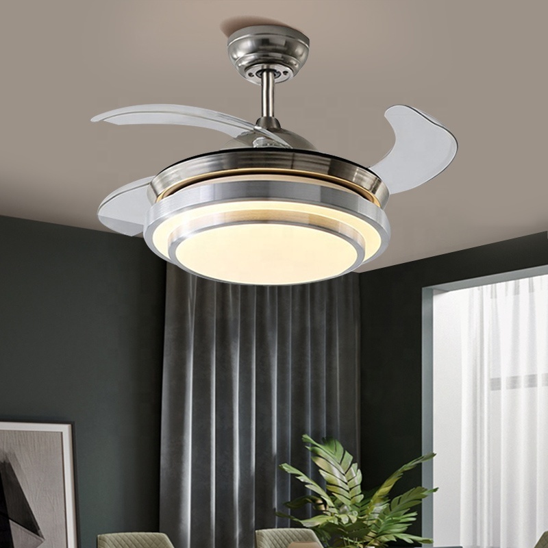 ESC decorative led ceiling fan light full copper motor 3 speed intertek invisible ceiling fan with light