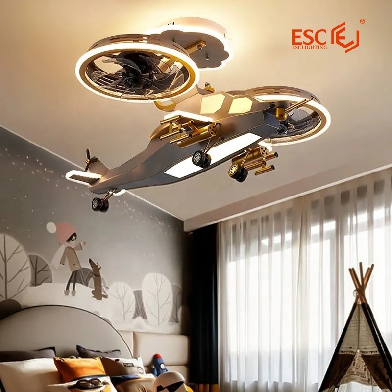 Popular metal children child room ceiling light kids room  5 speed helicopter ceiling light with fan