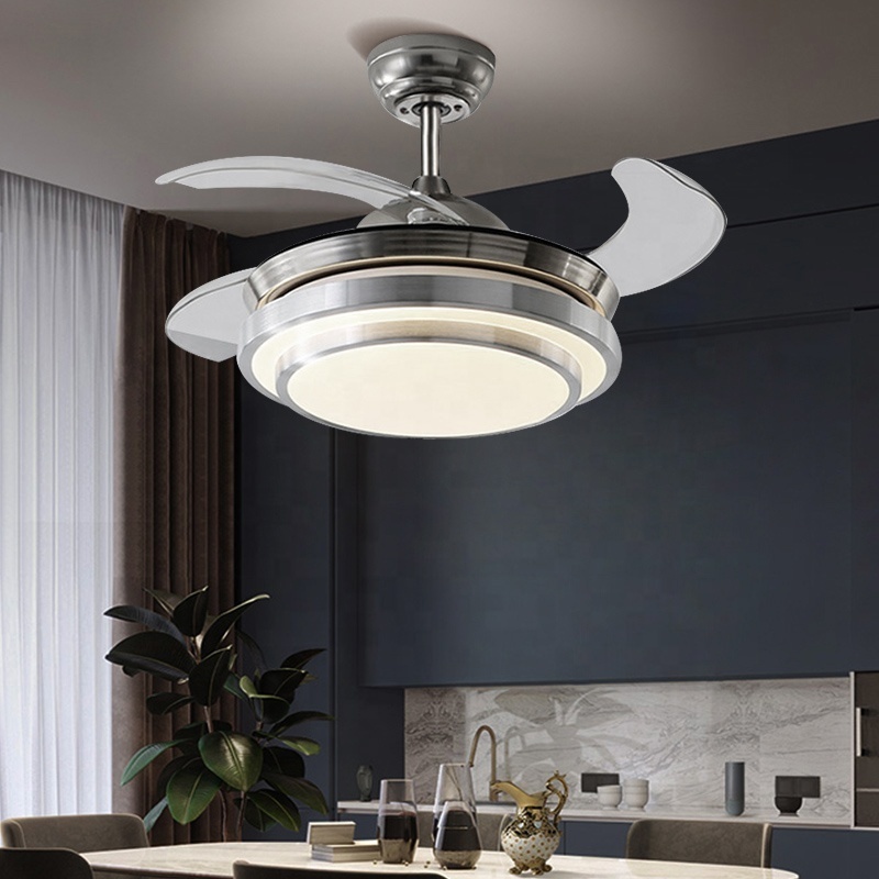 ESC decorative led ceiling fan light full copper motor 3 speed intertek invisible ceiling fan with light