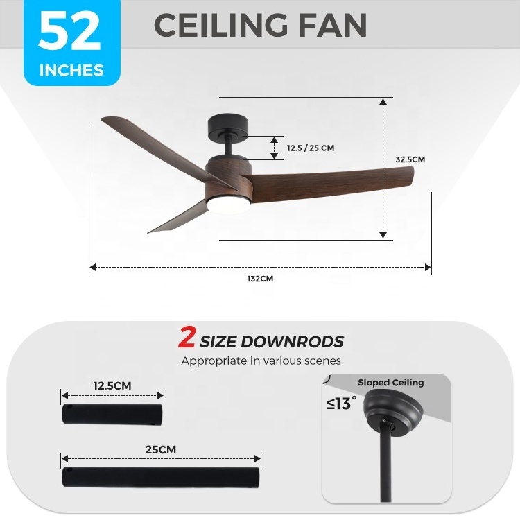 On sale air ventilation 5 speed ceiling fan ac dc 220v 110V 52 inch retro nordic ceiling fan with light