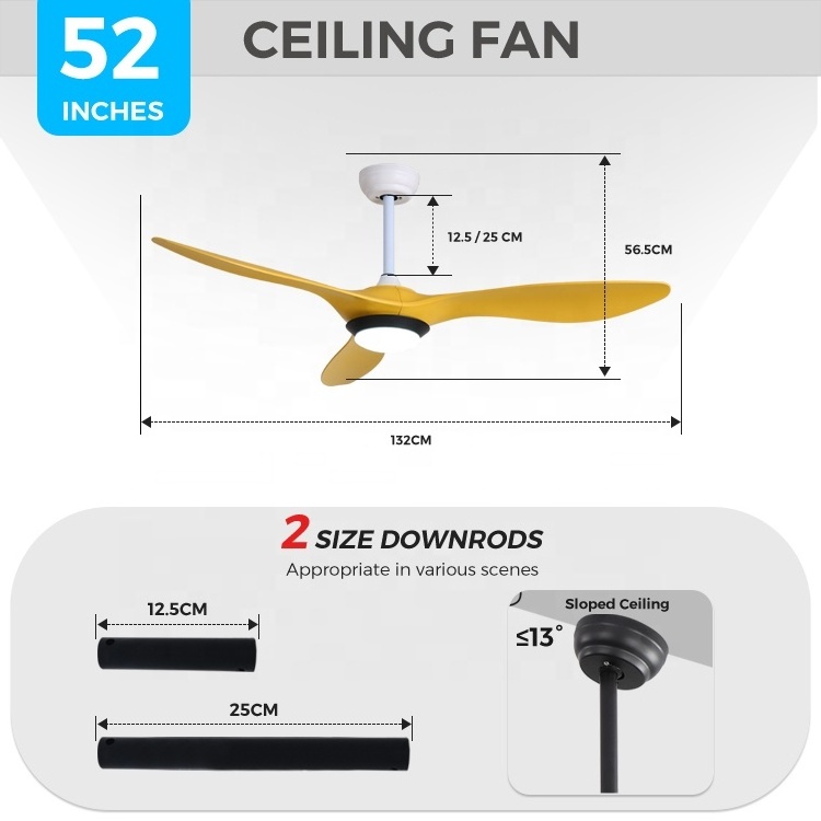 Smart control 5 speed dc ceiling fan kit energy saving modern ceiling fan with light for living room