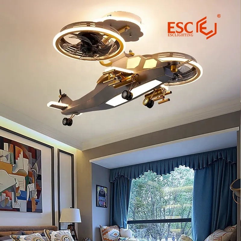 Popular metal children child room ceiling light kids room  5 speed helicopter ceiling light with fan