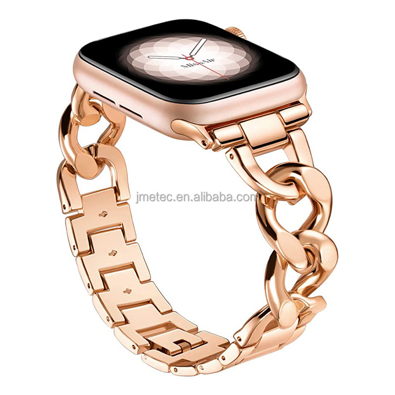 women 44mm metal watch band Replacement Metal Cowboy Chain Stainless Steel watch strap for iwatch 8 ultra 49mm