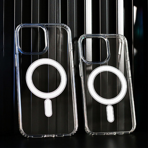 Luxury anti yellow Clear magnetic pc accessories transparent cell mobile phone case For IPhone 15 pro max 14