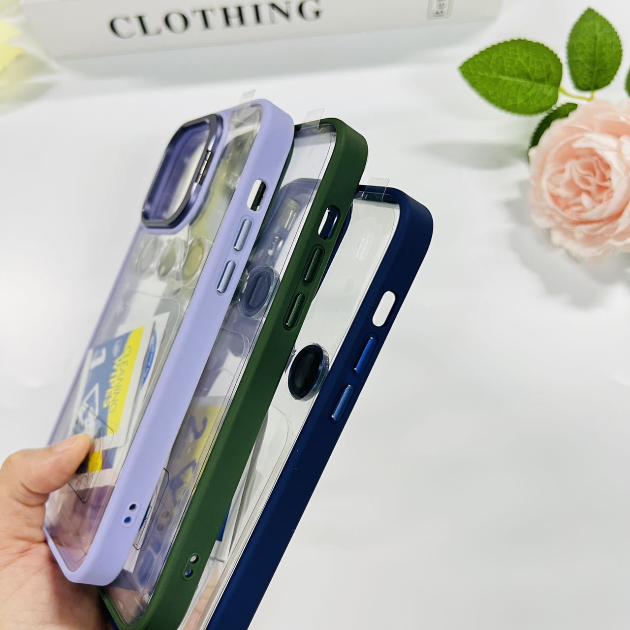 high quality clear Mobile free camera protector phone cover Metal Lens stand acrylic smart Case For Iphone 15 14 Pro Max