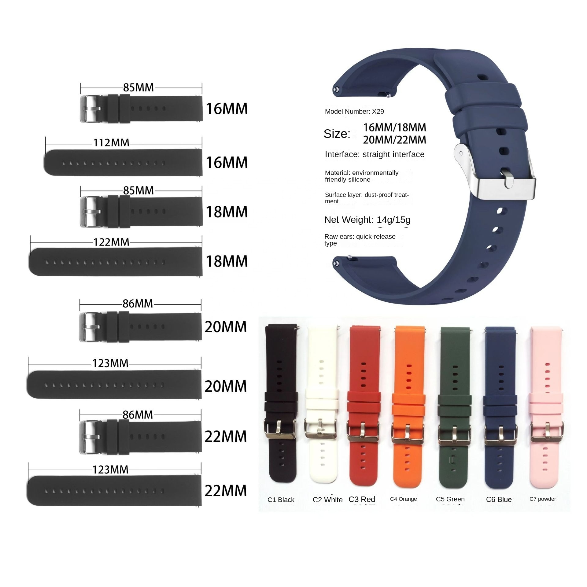 wholesale 16 18mm 20 22mm adjustable rubber wrist bands custom logo GT3 silicone watch strap for huawei GT3