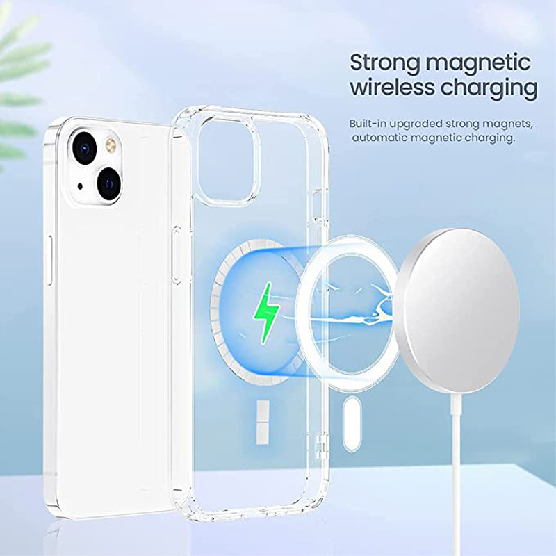 Luxury anti yellow Clear magnetic pc accessories transparent cell mobile phone case For IPhone 15 pro max 14