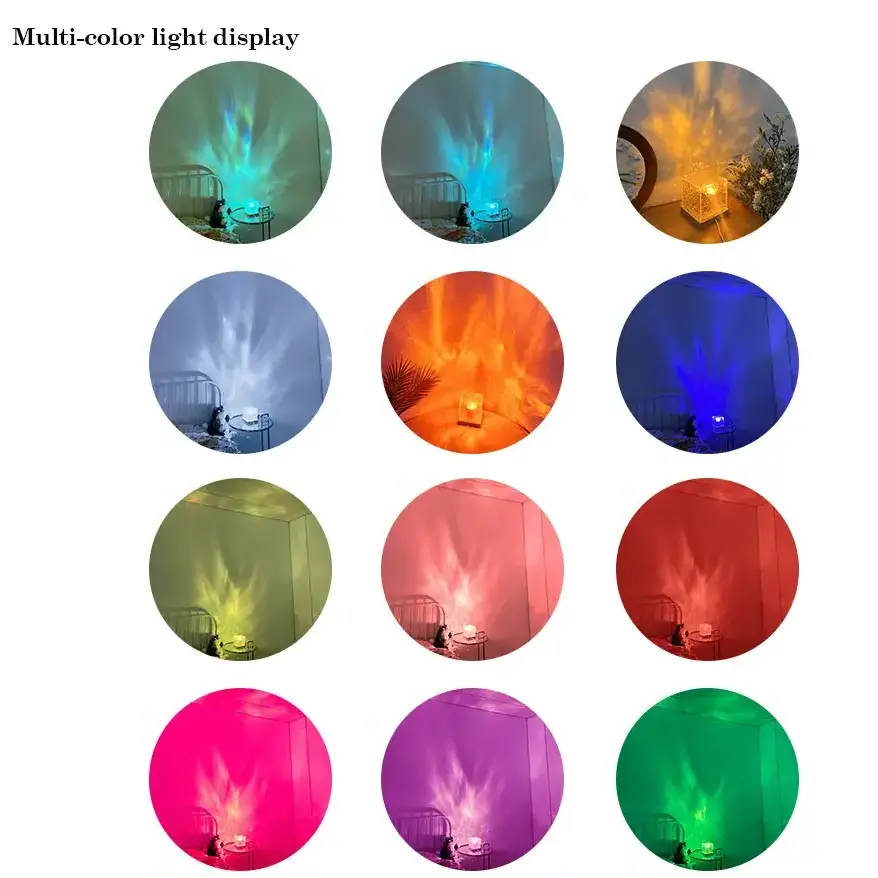 New Product Remote Control USB Rotating Water Nebula Cube Smart Lighting Luxury Crystal Projectors Night Light for Home Decor