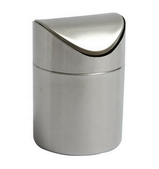 Stainless Steel Countertop Trash Can, desktop mini waste bin,Table Swing Lid Dust Bin