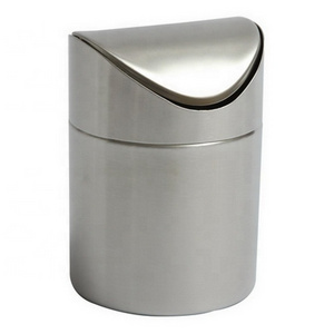 Stainless Steel Countertop Trash Can, desktop mini waste bin,Table Swing Lid Dust Bin