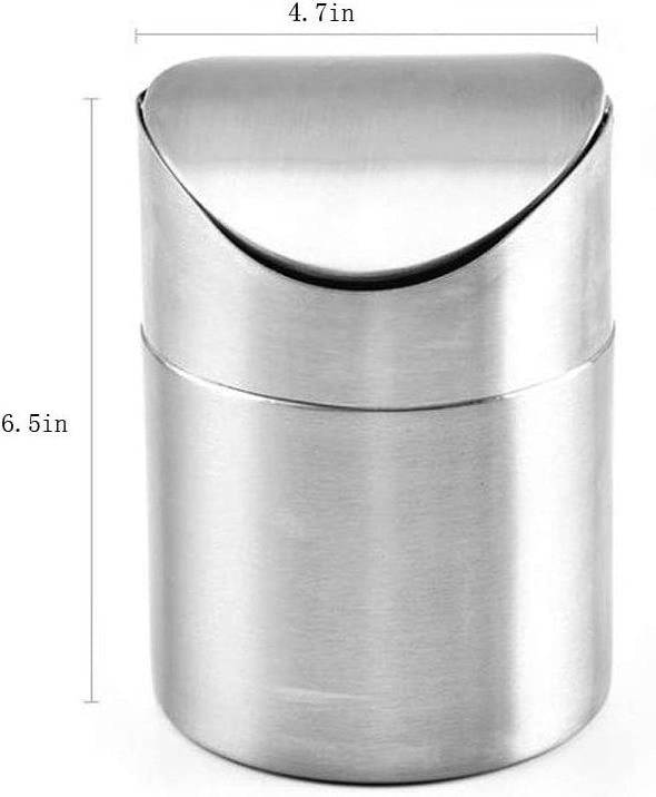 Stainless Steel Countertop Trash Can, desktop mini waste bin,Table Swing Lid Dust Bin