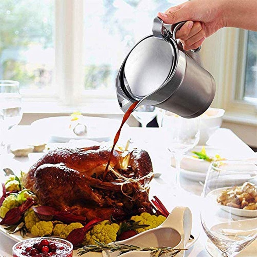 32oz Double Wall Insulated Gravy Boat,Keep Sauce Warm Sauce Dispenser