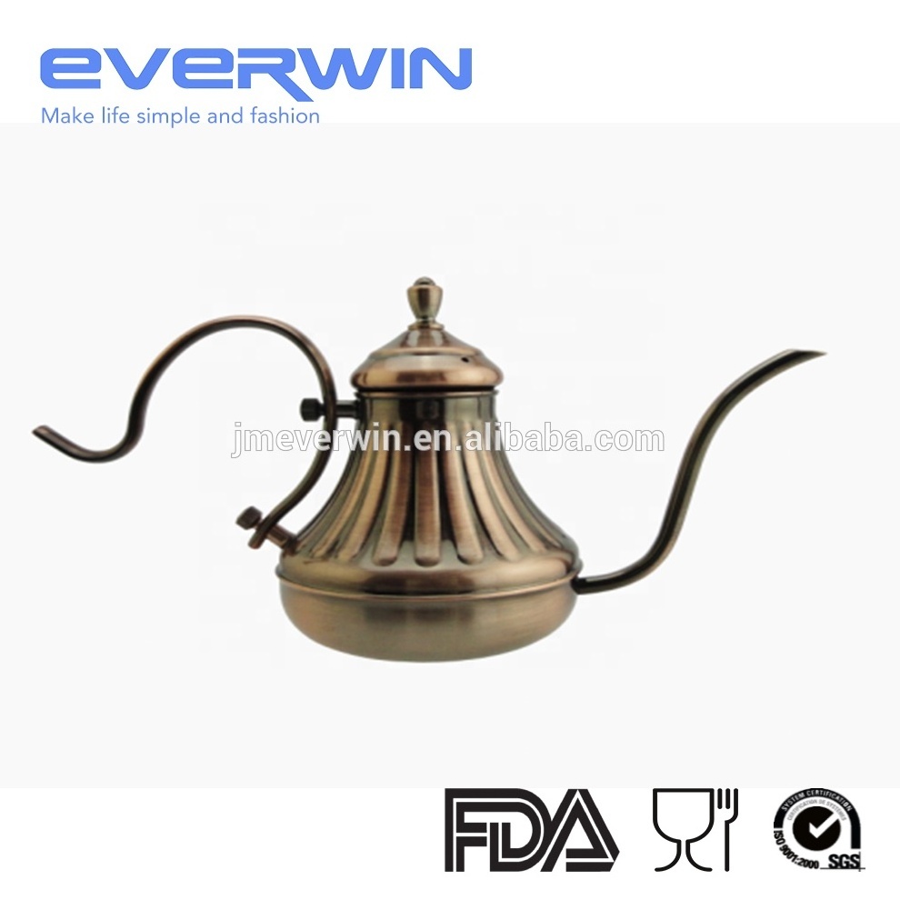 Rose Gold Silver Long Spout Turkish Coffee Pot Copper Drip Coffee Kettle