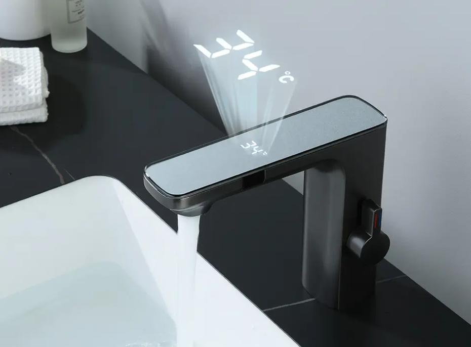 New design sensor smart digital touchless hot and cold water mixer faucet with temperature display for bathroom